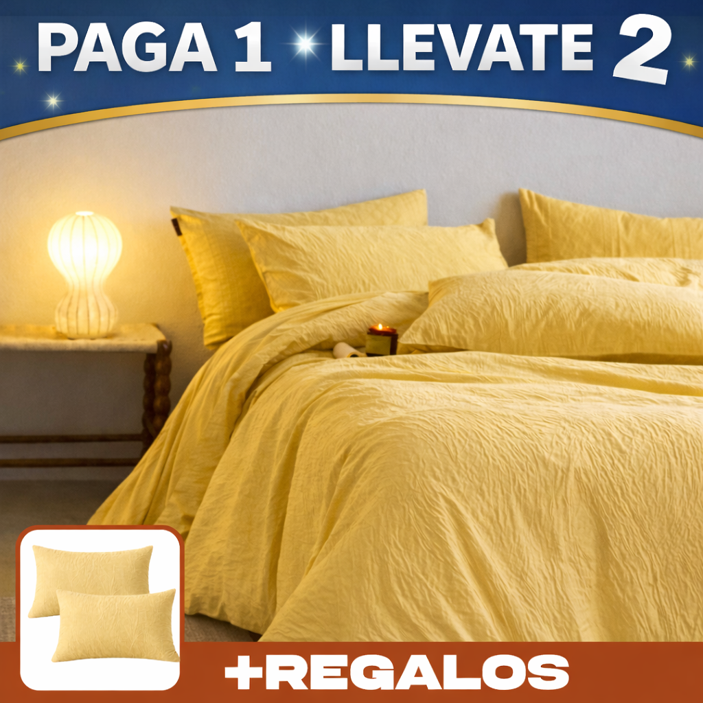 Promo 2x1: Ropa de Cama Completa en Algodón y Seda con Diseño Moderno + 2 Fundas de Almohada de REGALO
